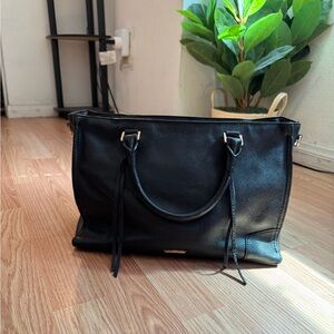 Rebecca Minkoff Black Leather Tote with Gold Accents (Missing Long Strap)